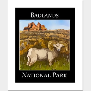 Badlands National Park with Bighorn Sheep Posters and Art